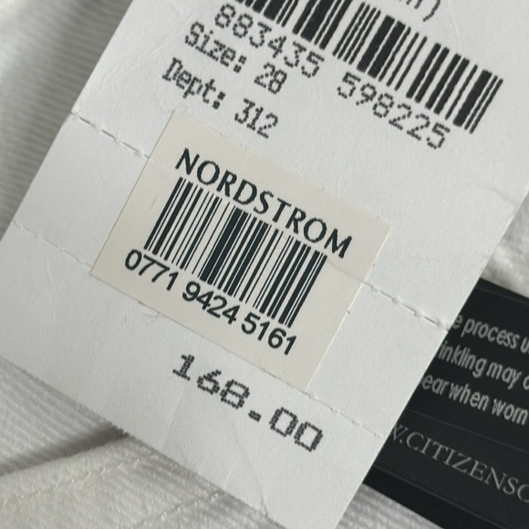 Citizens of humanity ARIELLE white med rise slim jeans size 28new - Picture 8 of 15